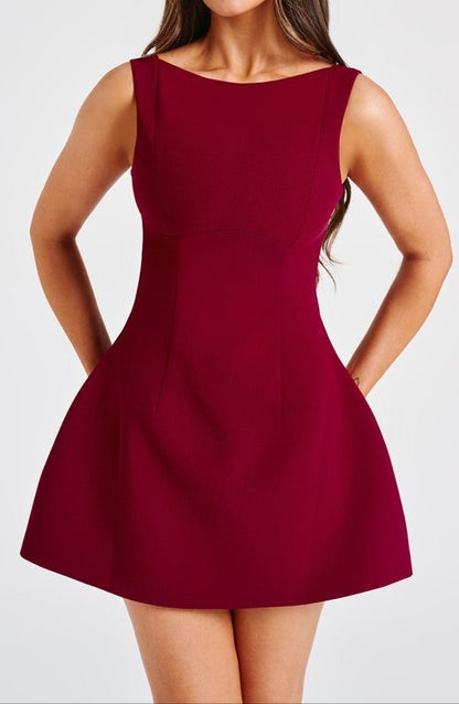 Alana Wine Bubble Mini Dress