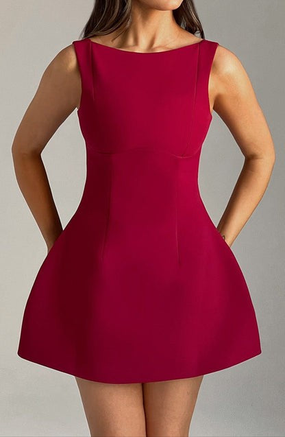 Alana Wine Bubble Mini Dress