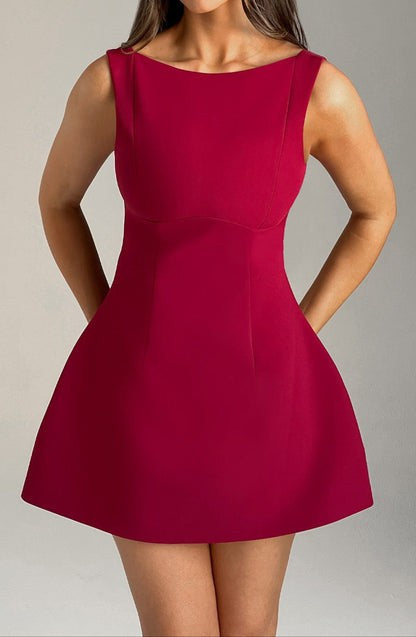 Alana Wine Bubble Mini Dress