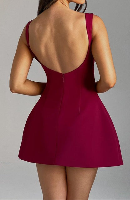 Alana Wine Bubble Mini Dress
