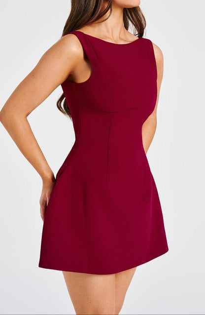 Alana Wine Bubble Mini Dress