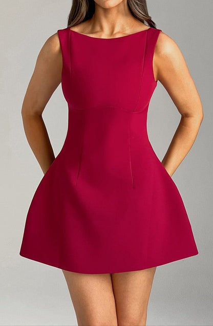 Alana Wine Bubble Mini Dress