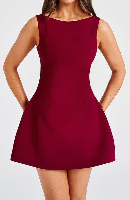 Alana Wine Bubble Mini Dress