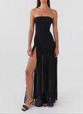 Alicia Noir Chiffon Maxi Dress
