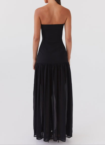 Alicia Noir Chiffon Maxi Dress