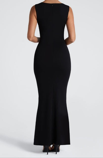Helena Noir Pleated Maxi Gown