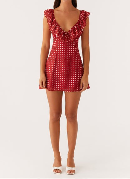 Isla Rouge Dot Ruffle Mini Dress