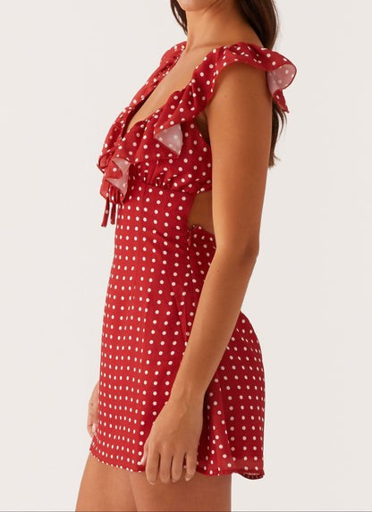 Isla Rouge Dot Ruffle Mini Dress