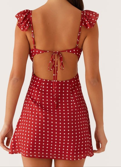 Isla Rouge Dot Ruffle Mini Dress