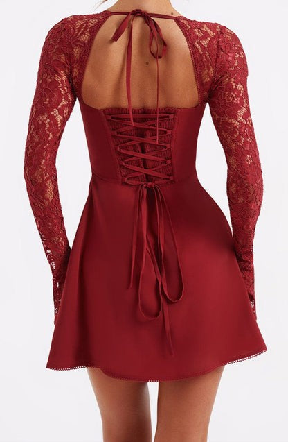 Jacinta Rouge Lace Mini Dress