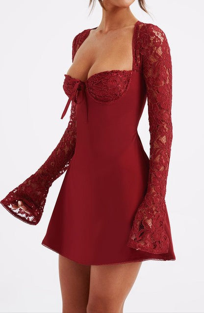Jacinta Rouge Lace Mini Dress