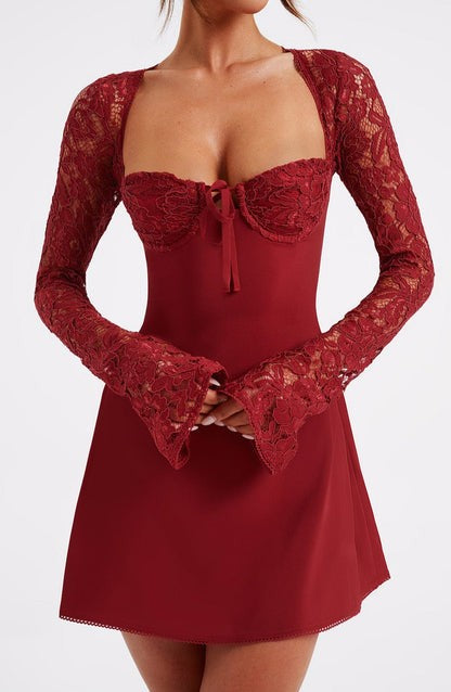 Jacinta Rouge Lace Mini Dress