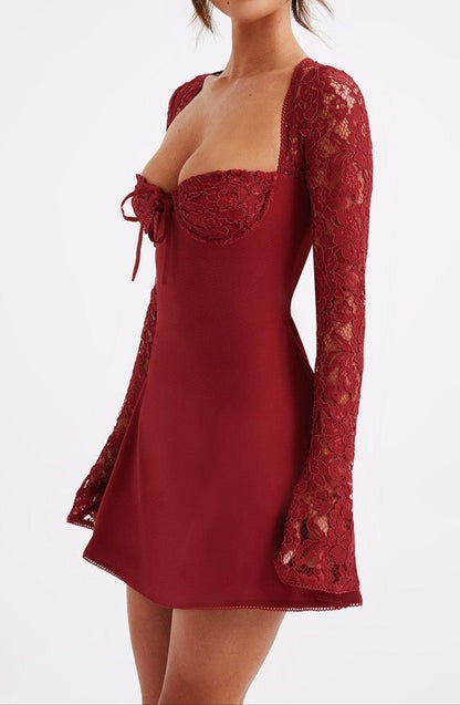 Jacinta Rouge Lace Mini Dress
