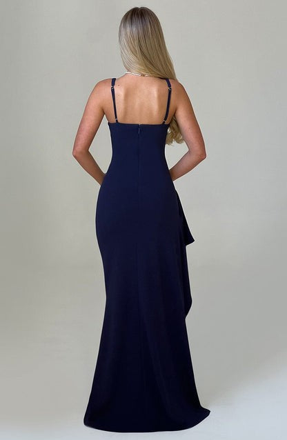 Noelia Navy Plunge Maxi Dress