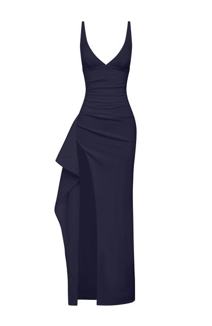Noelia Navy Plunge Maxi Dress