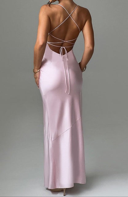 Vionne Blush Satin Corset Gown