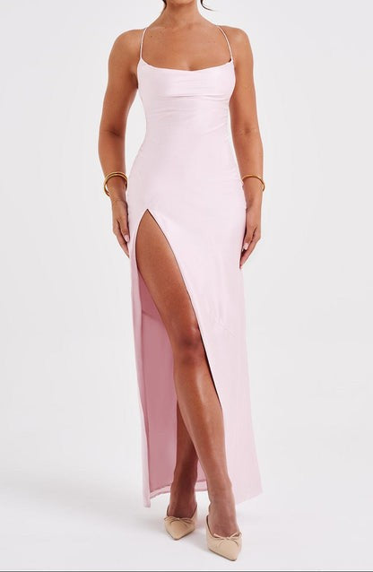 Vionne Blush Satin Corset Gown