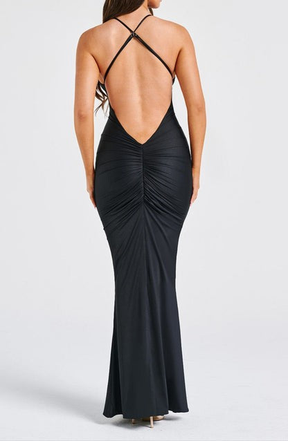 Zelda Noir Slinky Maxi Dress
