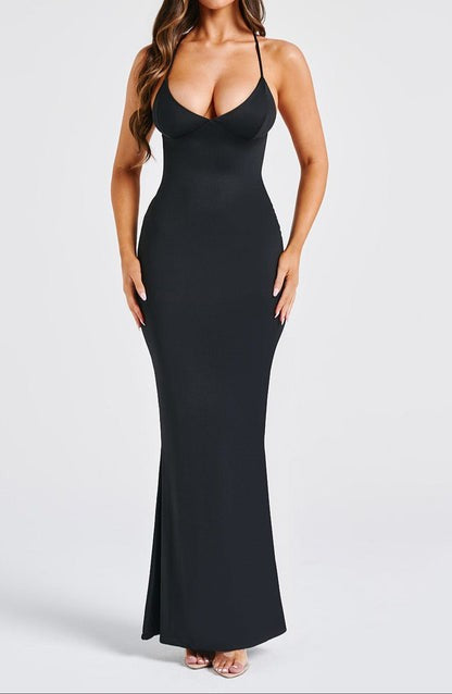 Zelda Noir Slinky Maxi Dress
